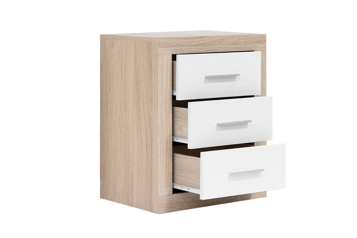 Mesita de Noche Kiara 3 Cajones Cambria y Blanco 50x60 cm - 3