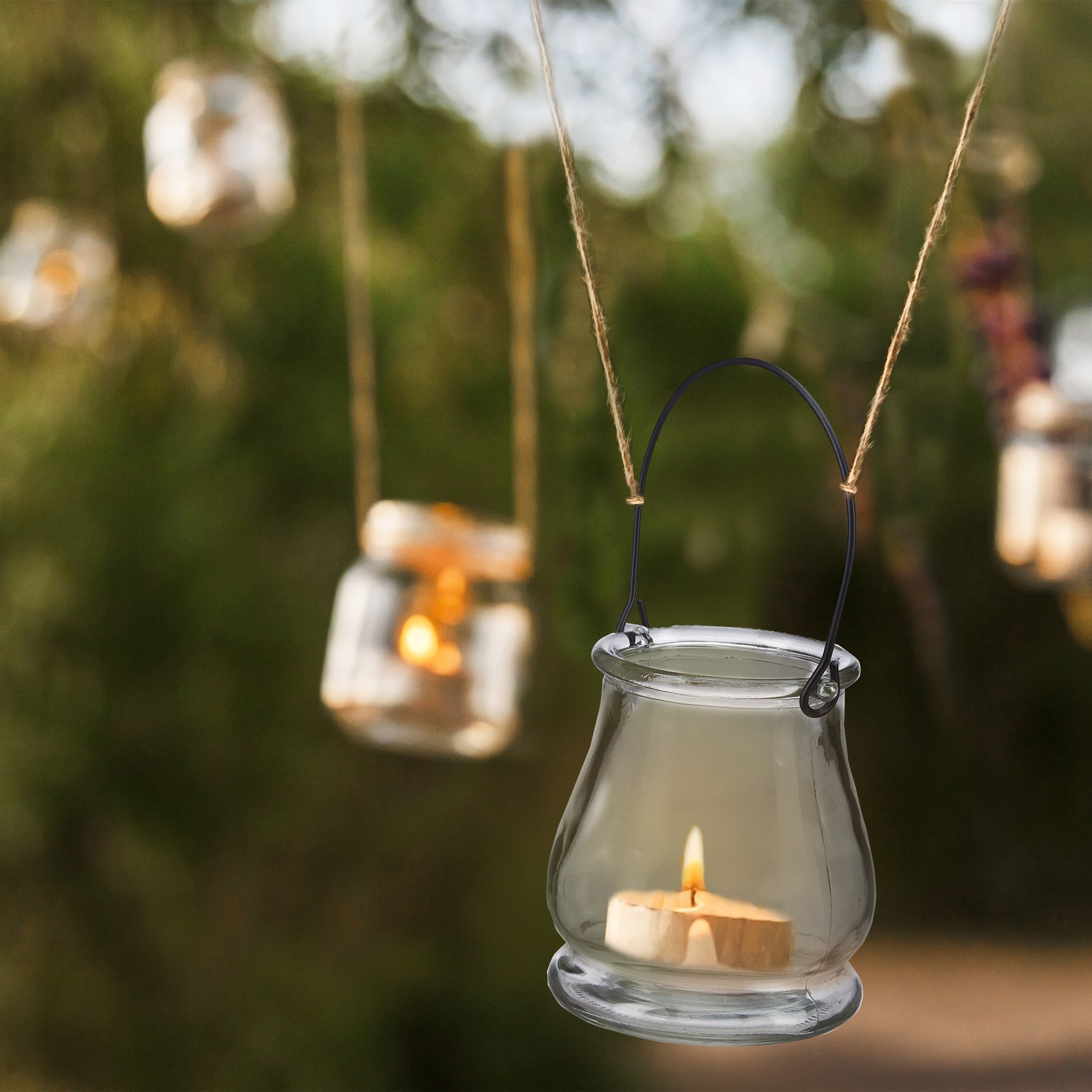 Set da 96 Vasetti Portacandele in Vetro, Vasi Rotondi con Manici, Interni ed Esterni, H: 10 cm, Trasparente - 5