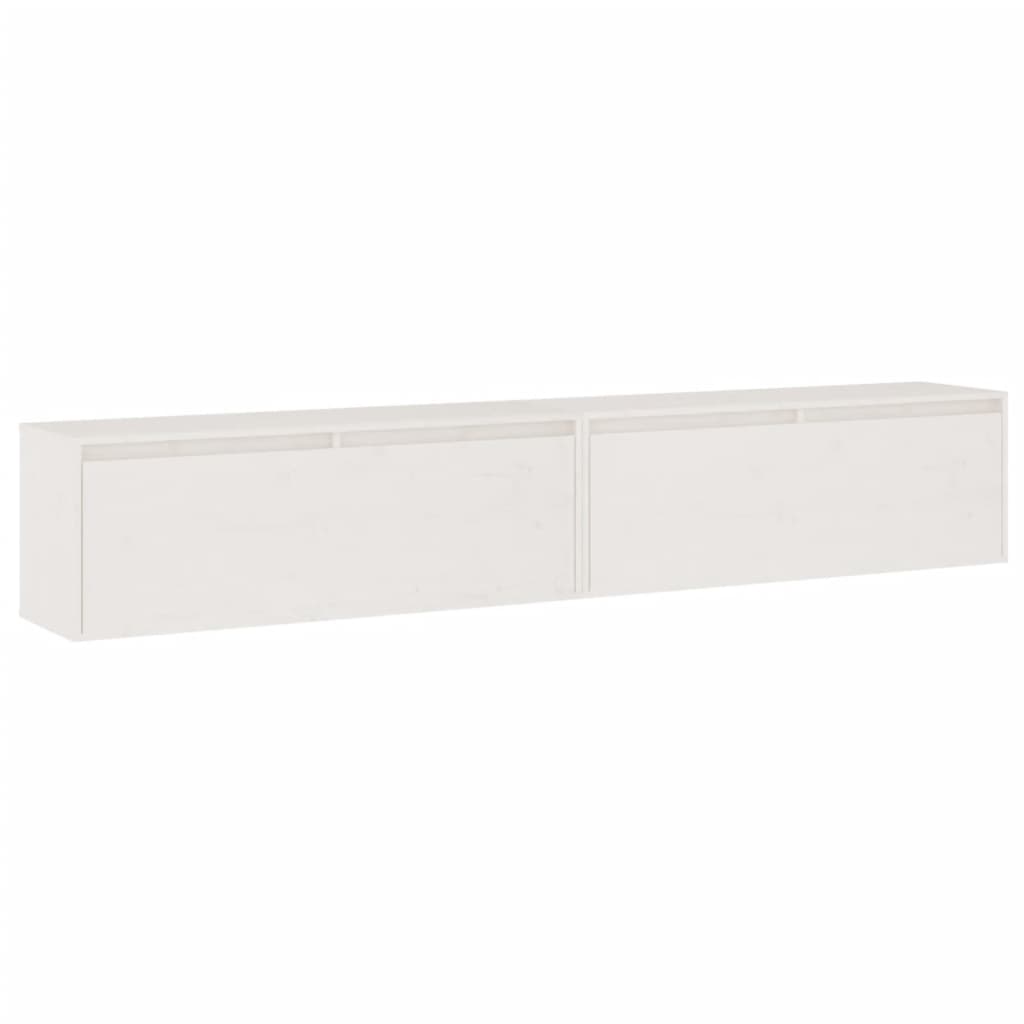 Maison Exclusive - Armario de pared 2 uds madera maciza de pino blanco 100x30x35cm - 2