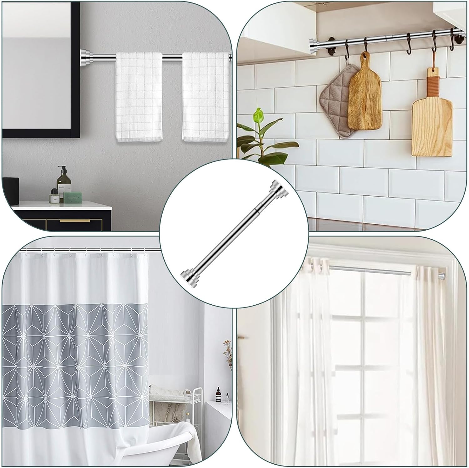 Tringle à Vêtements Extensible 40-55cm, Barre Penderie Sans Perçage Antidérapant en Inox pour Dressing, Armoire, Chambre - 6