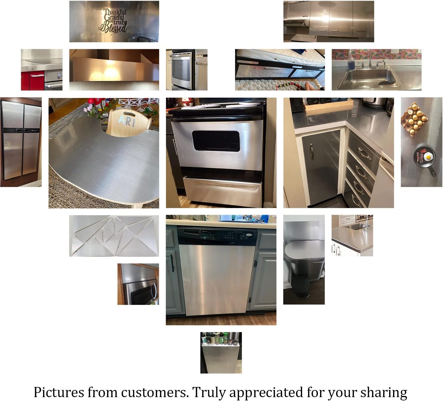 40CM*3M Papier Peint en Acier Inoxydable Effet Nickel Brossé Imperméable Résistant à l’Huile Crédence Adhésive pour Cuisine Électroménager Réfrigérate - 4