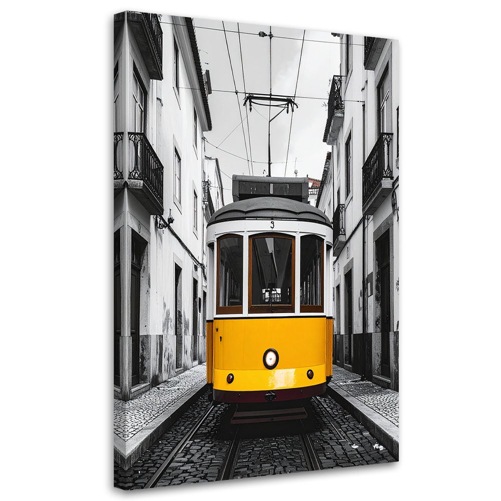 Obraz do salonu sypialni jadalni hotelu, Żółty tramwaj na ulicach Lizbony 20x30
