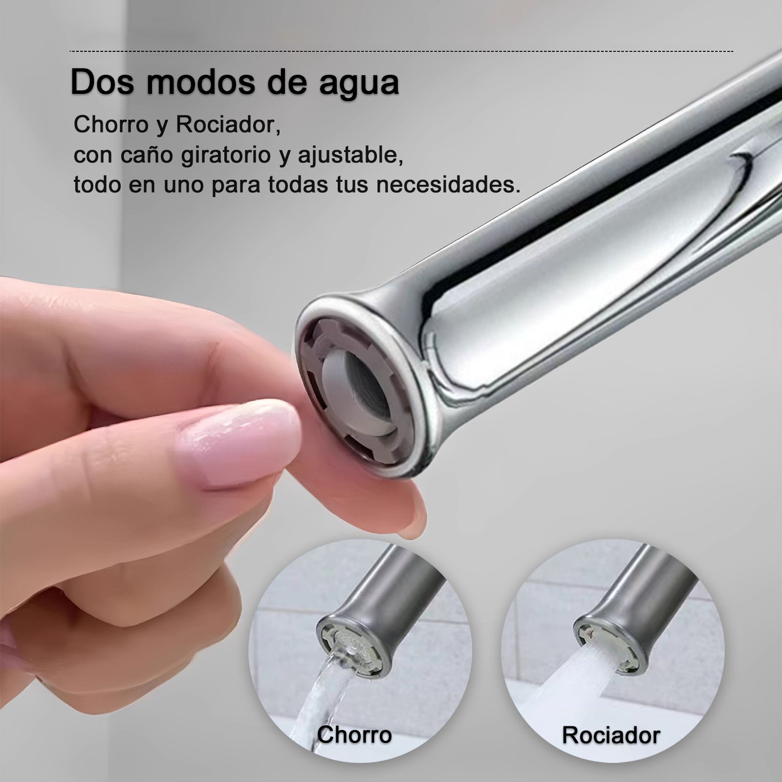 VICTOVA – Miscelatore per lavabo monocomando, beccuccio orientabile con altezza regolabile, in acciaio inox cromato lucido - 4