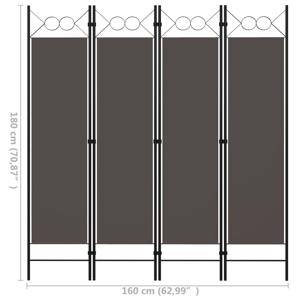 Cloison de séparation 4 panneaux gris anthracite 160x180 cm - COMFORTXL - 7