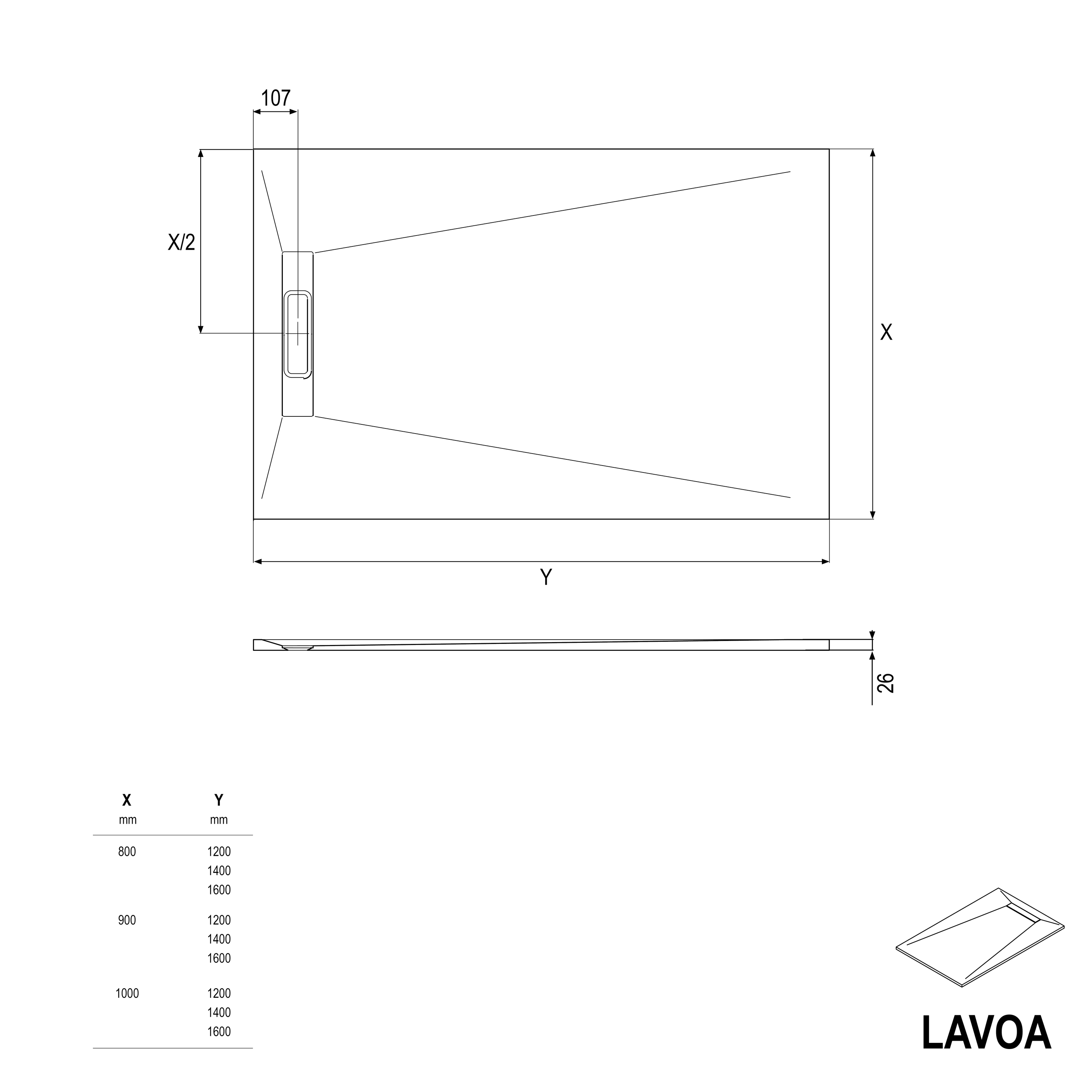 Bernstein Brodzik płaski odlew mineralny brodzik prysznicowy LAVOA 120x90 antracytowy mat + syfon + zestaw odpływowy - 5