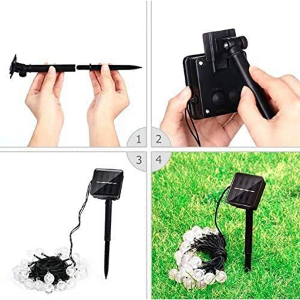Guirlande Lumineuses Solaires Exterieur, 7M 50 LED Guirlande Lumineuse Solaire Étanche, 8 Modes Guirlande Solaire Exterieur pour Jardin(Blanc Chaud) - 2