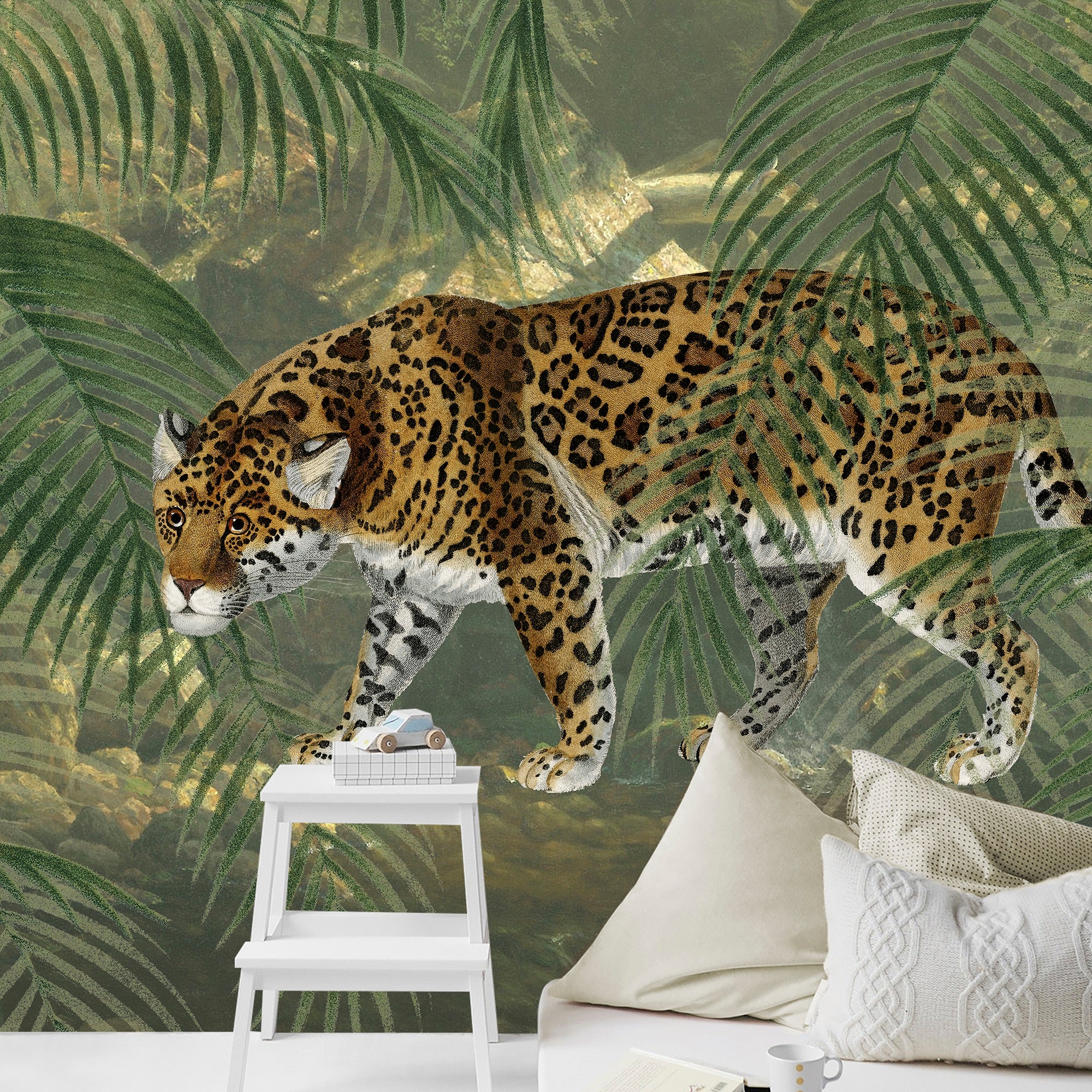 Papel pintado panorámico Leopardo 280 x 200cm Verde,Marrón | Leroy