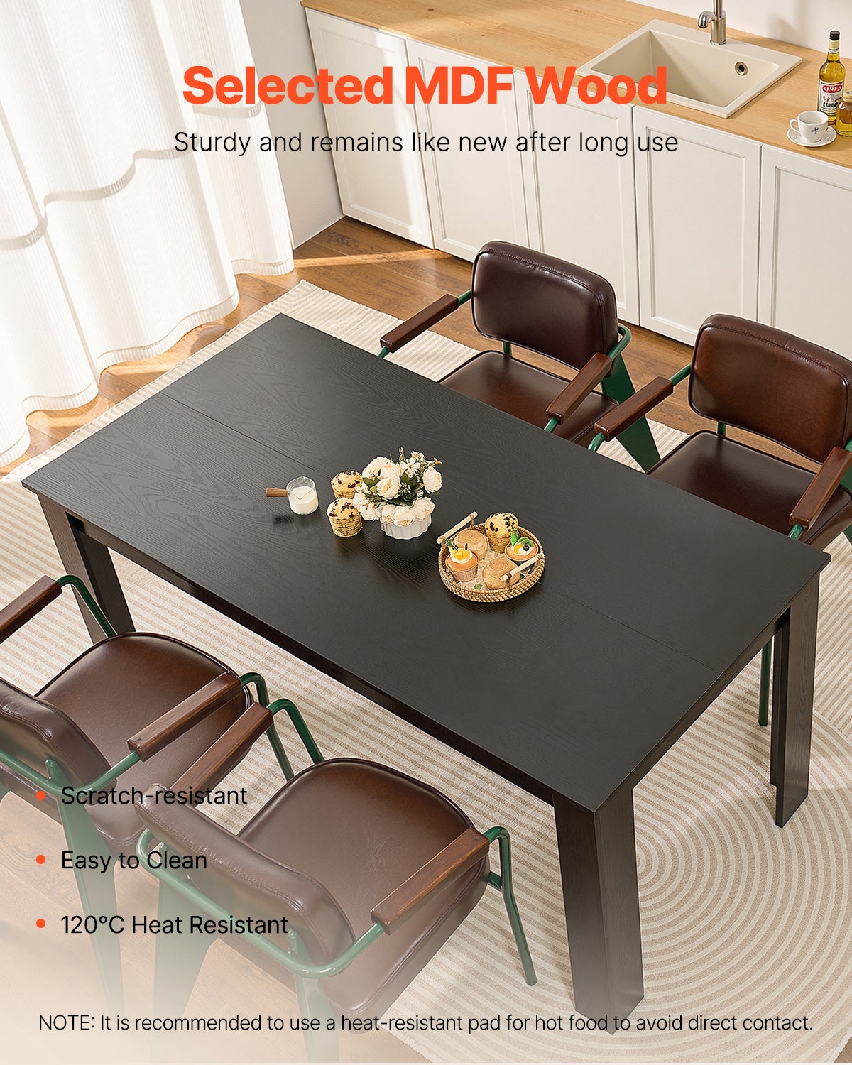 GIANTEX Tavolo Da Pranzo Rettangolare In Legno 120x70x75 Cm – Per 4-6 Persone, Piedini A L Antiscivolo, Design Moderno Rústico, Adatto Come Scrivania O Tavolo Da Cucina (Bianco+Grigio)