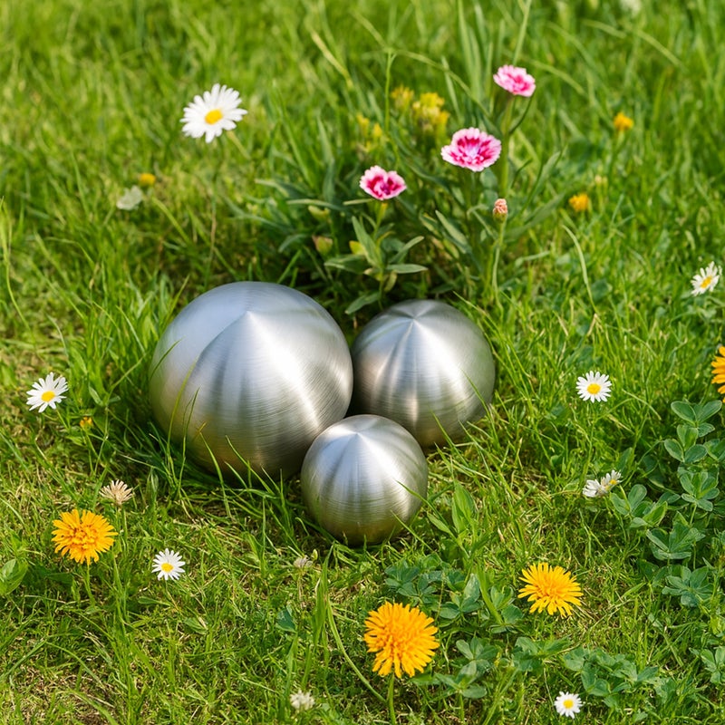 Köhko zestaw 3 kul ze stali nierdzewnej Ø 5-7-9 cm kula dekoracyjna wykonana ze szczotkowanej matowej stali nierdzewnej