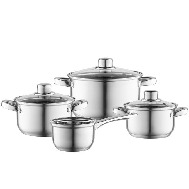 Scheffler - Set di pentole in acciaio inox, a induzione, 10 pezzi, con coperchio, per tutti i piani cottura, inclusa pentola da 22/24/26/28/30 cm Scheffler - Set di pentole in acciaio inox, a induzione, 10 pezzi, con coperchio, per tutti i piani cottura, inclusa pentola da 22/24/26/28/30 cm
