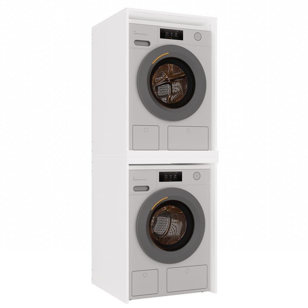 COMO - Meuble de rangement pour machine à laver et sèche-linge - Meuble gain de place - Blanc - 5