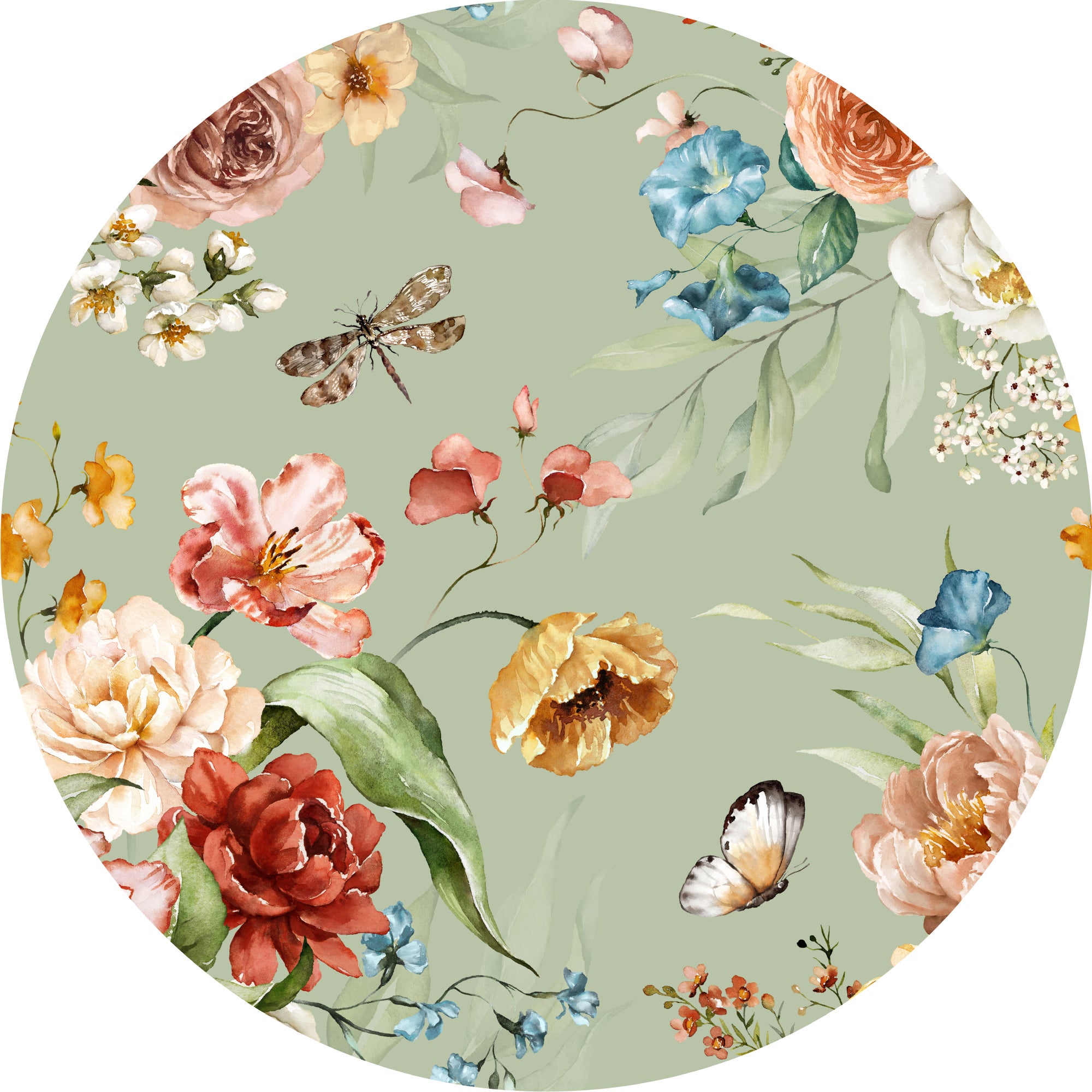 Dywan z PVC do wnętrz i na zewnątrz Jardín secreto [Diam] 100 cm - Winyl drukowany, antypoślizgowy, zmywalny, odporny — na taras i do domu.