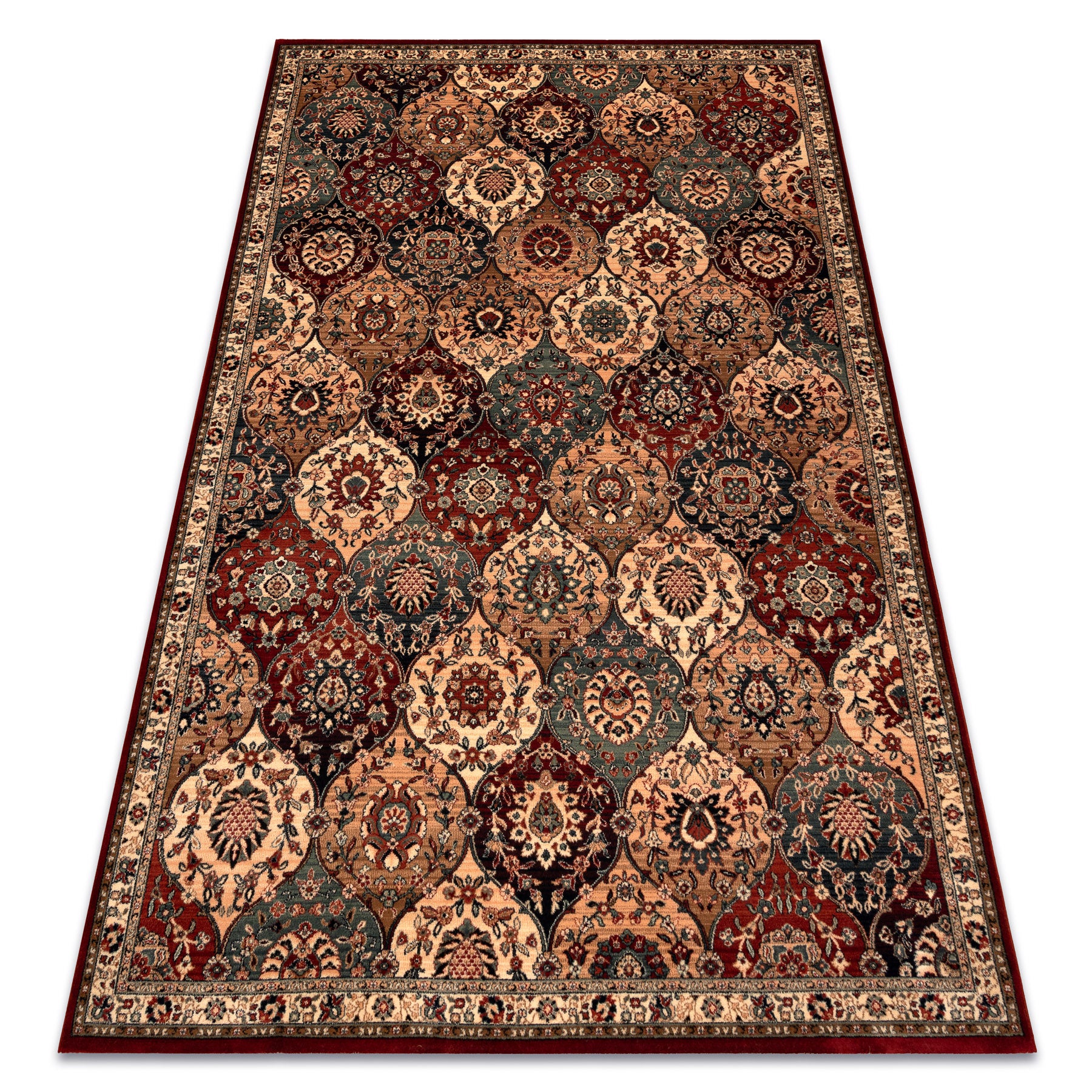 Dywan wełniany KASHQAI 4373 300 orientalny, koniczyna beż / bordo 200x300 cm