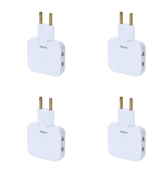Adattatore Presa Multipla 3 In 1 Con Spina Piatta Girevole 180° Per Europa/USA