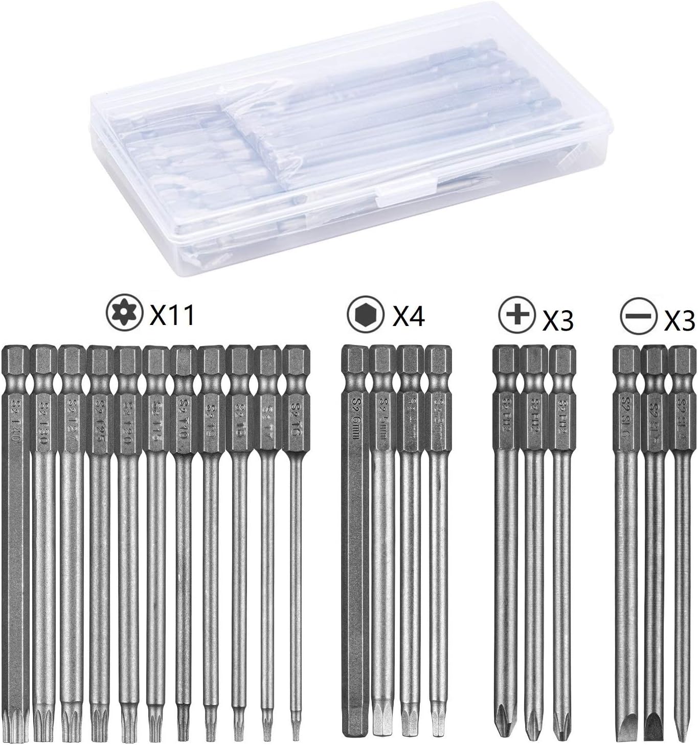 Końcówki do śrubokrętów sztuk magnetyczna końcówka do wkręcania o długości mm Torx sześciokątne mm mm płaskie mm mm trzpień sześciokątny stal