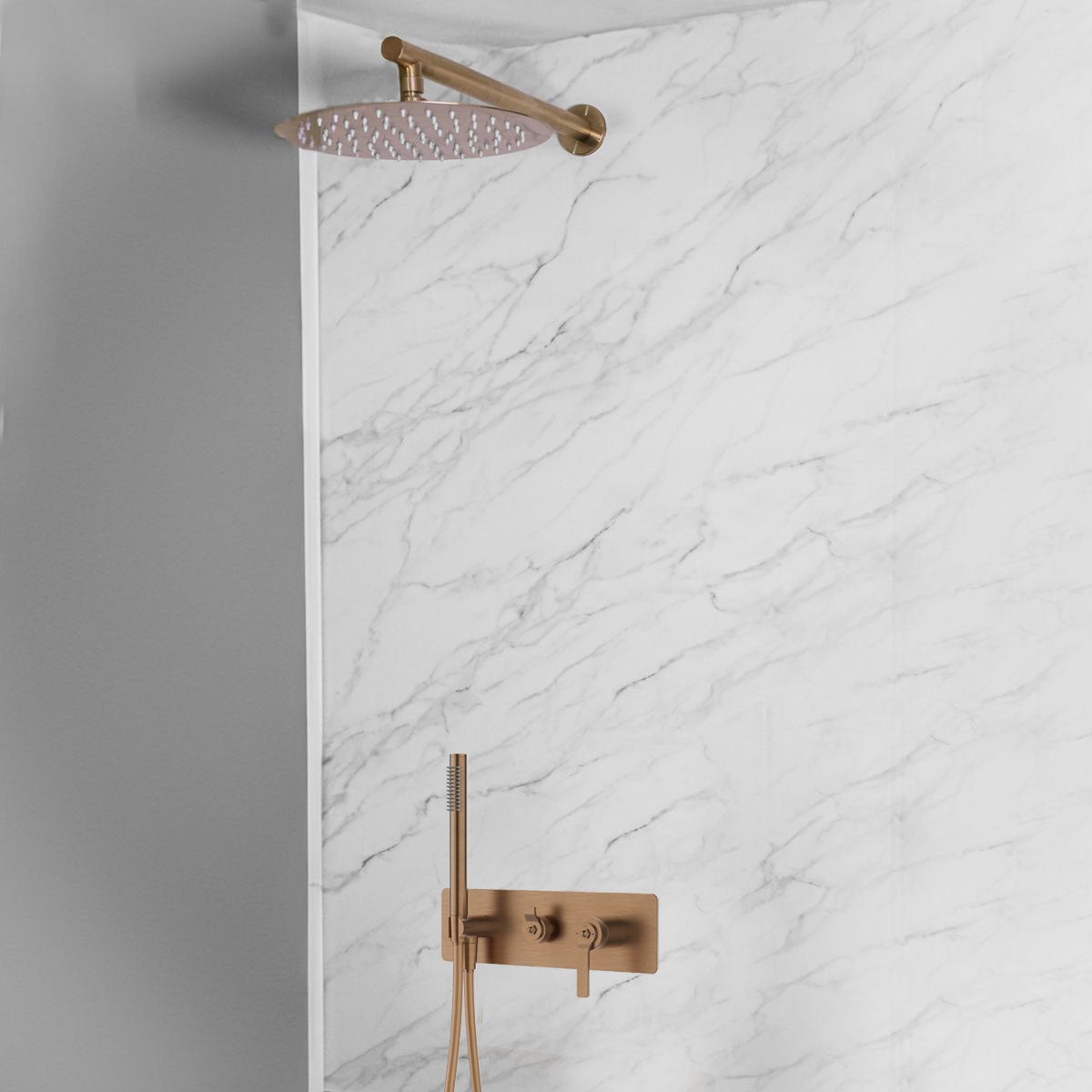 Molette colonne de douche encastrée mécanique cuivre brossé - 5