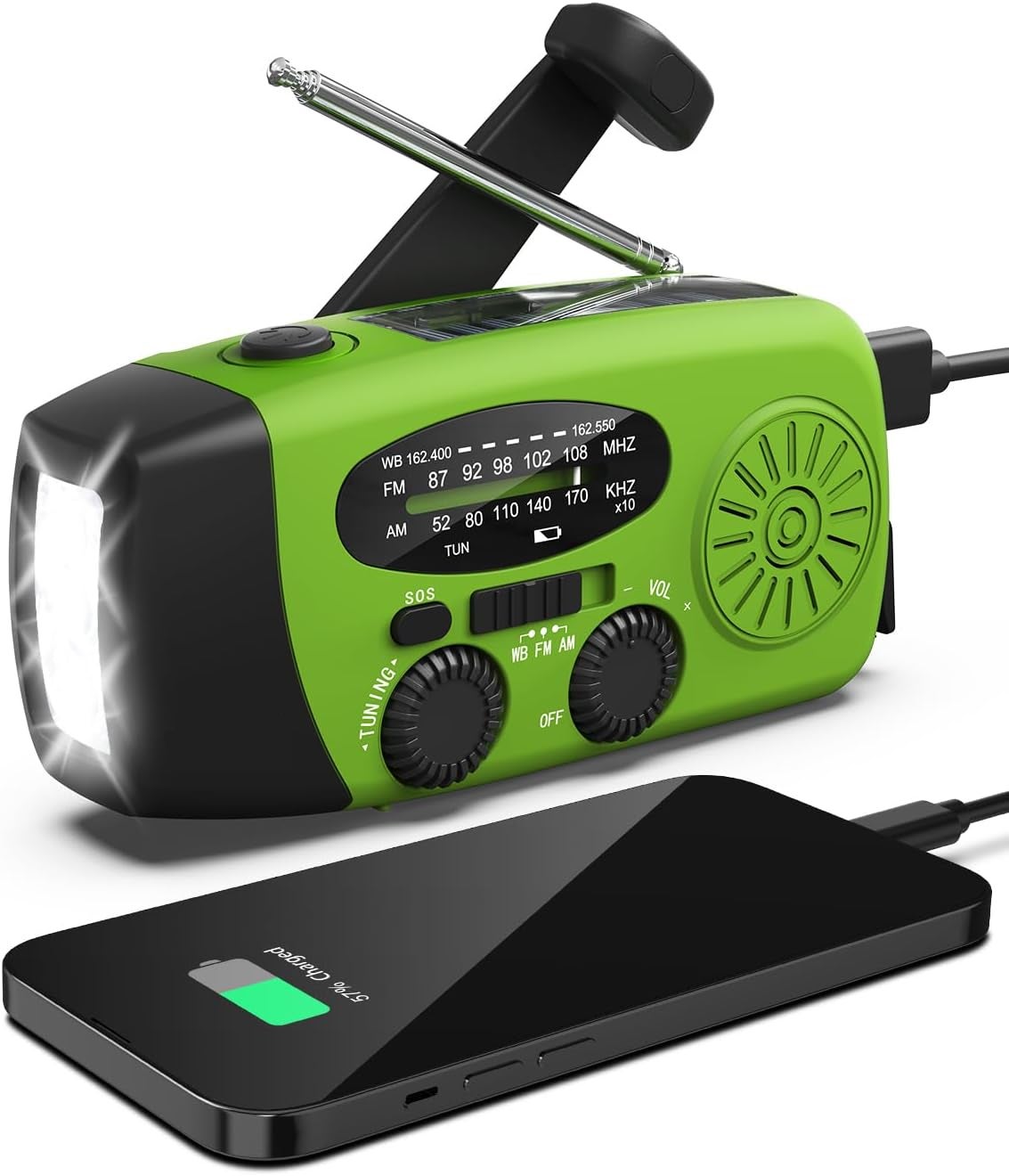 Radio awaryjne zasilane energią słoneczną FM/AM/WB z latarką i powerbankiem. Miniaturowe radio awaryjne zasilane energią słoneczną z 3 diodami LED i