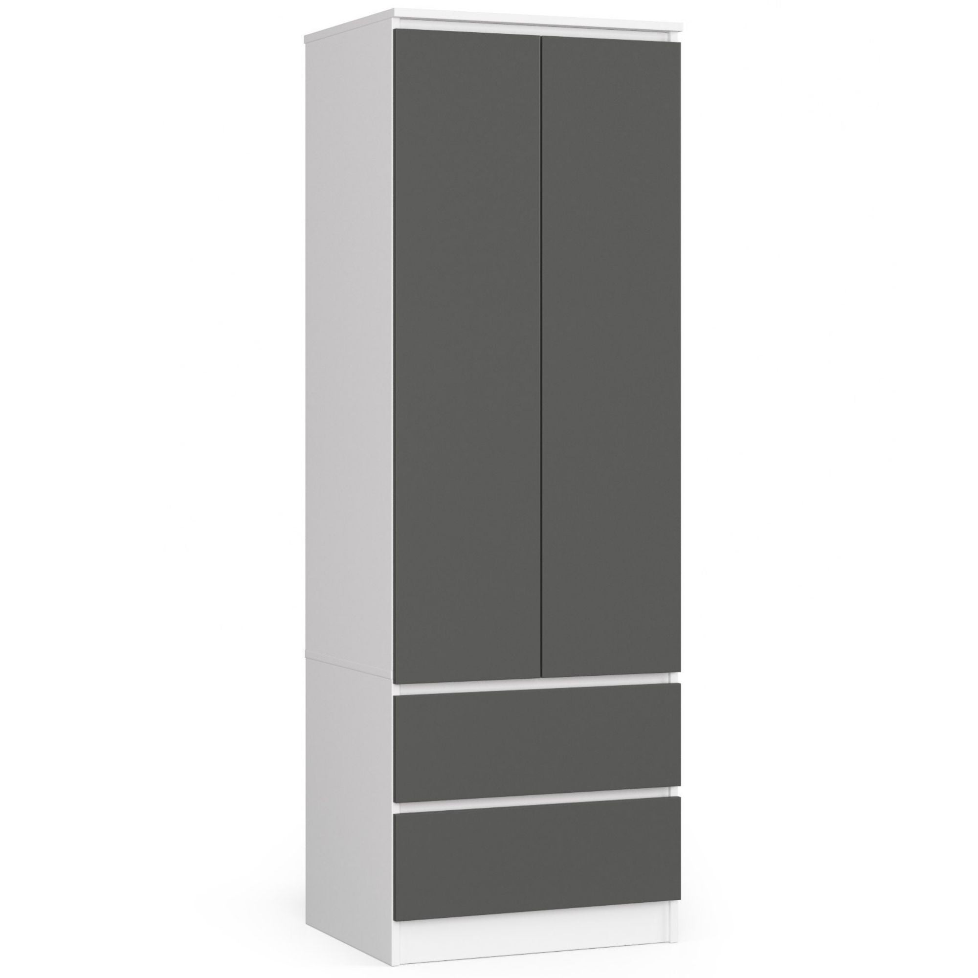 Szafa AKORD S60 Biała 60 cm 2 drzwi 2 szuflady kolor Grafit Szary mat 1 półka 60x51x180 cm