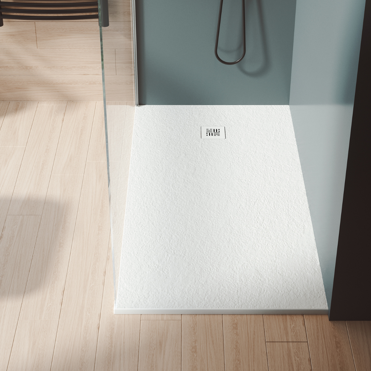 Plato de Ducha de Resina Extraplano Antideslizante | Valvula y Rejilla Blanca | Blanco | 80cm X 80cm - 4