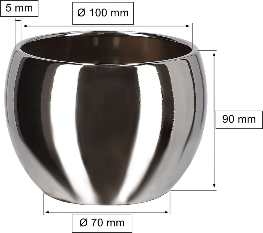 Donica doniczka osłonka 12,5 cm srebrna ceramika szkliwiona kwiaty glamour - KOTARBAU