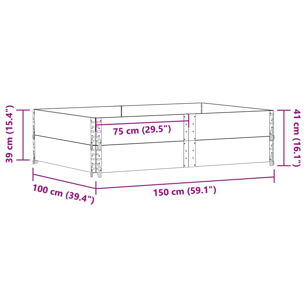 Jardinière bac lit surélevé plantes fleurs terrasse jardin 150 x 100 cm bois de pin massif marron 02_0037416 - 6