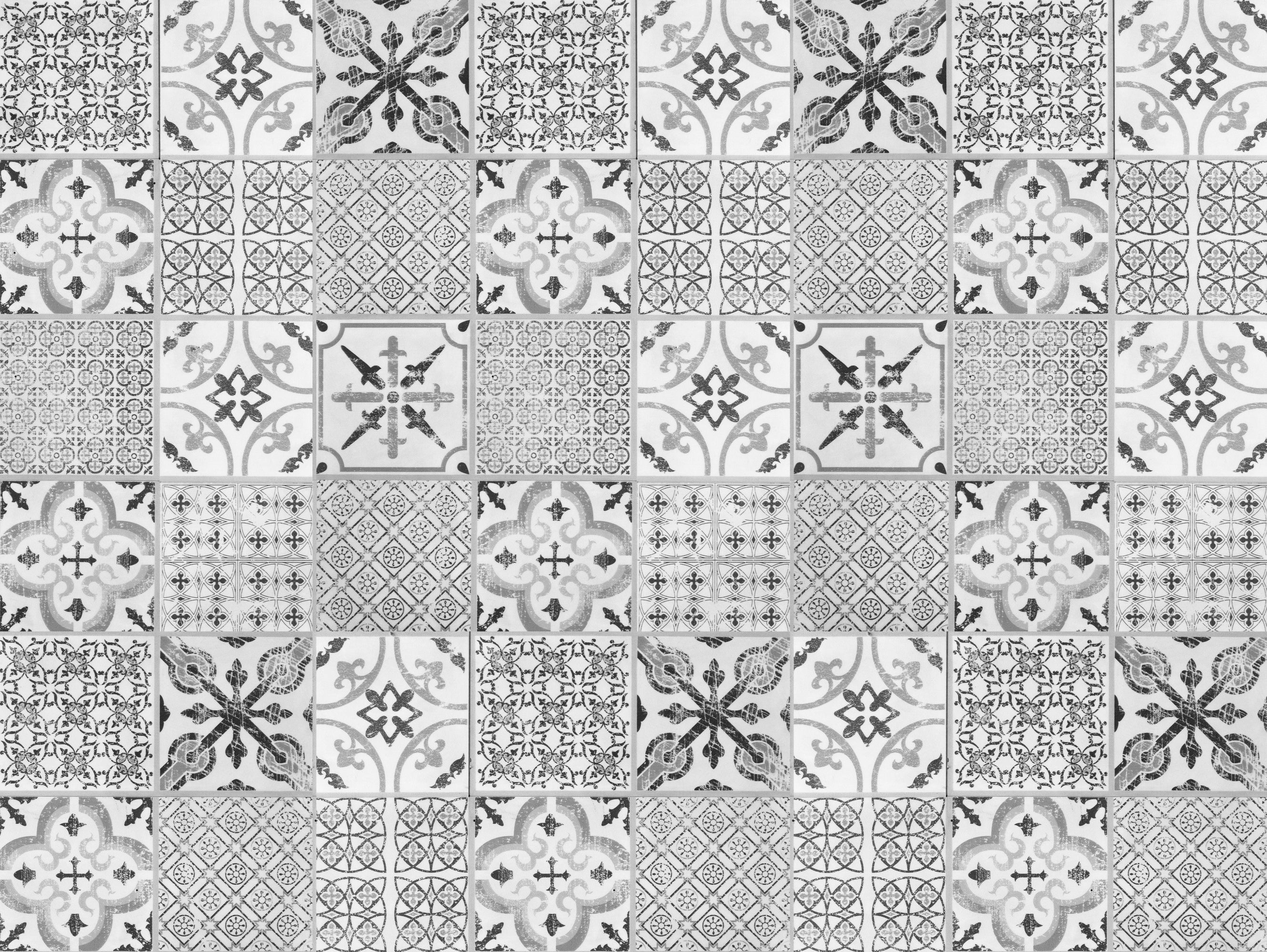 Dywanik winylowy Collage vintage szary 100x133 cm - PVC antypoślizgowy, winylowy do kuchni lub salonu, zmywalny, wodoodporny, szary