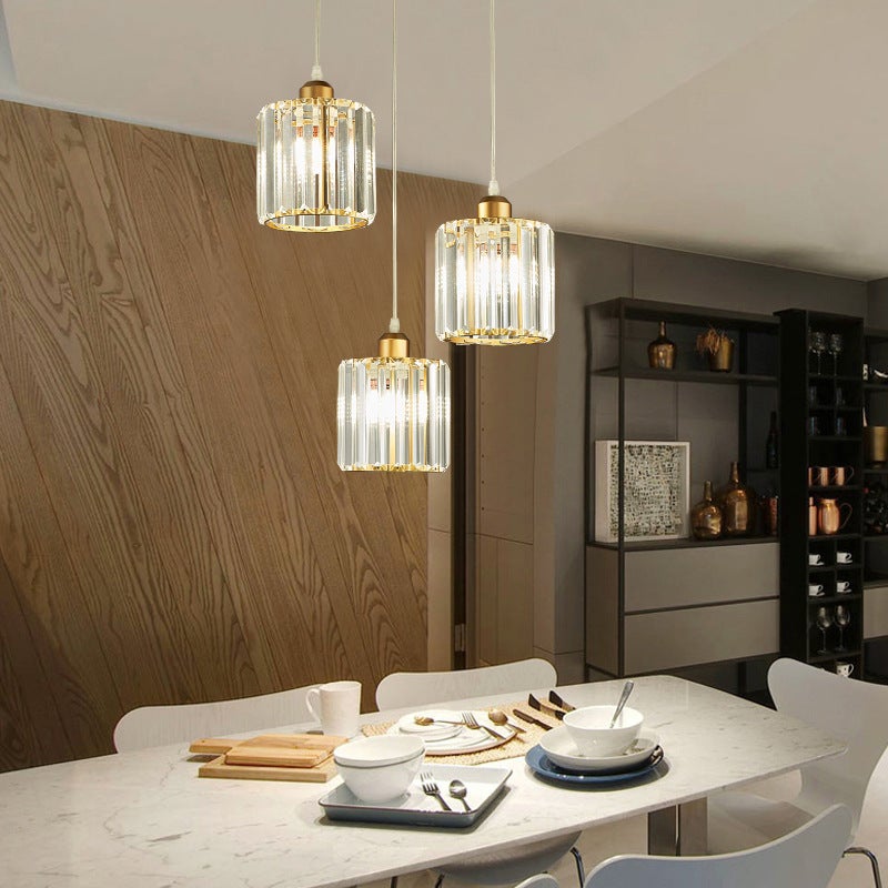 LEDANDER Lustre moderne en cristal, lustre linéaire réglable, disque à trois lumières, couleur or, sans source lumineuse, 220V, E27 - 3