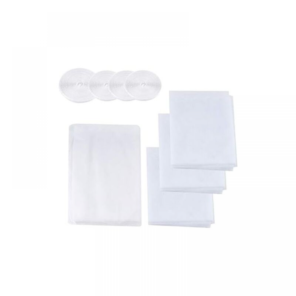 Moskitiera okienna z 4 panelami, moskitiera, 130 cm x 150 cm, 150 x 200 cm, z 4 paskami samoprzylepnymi (biała)