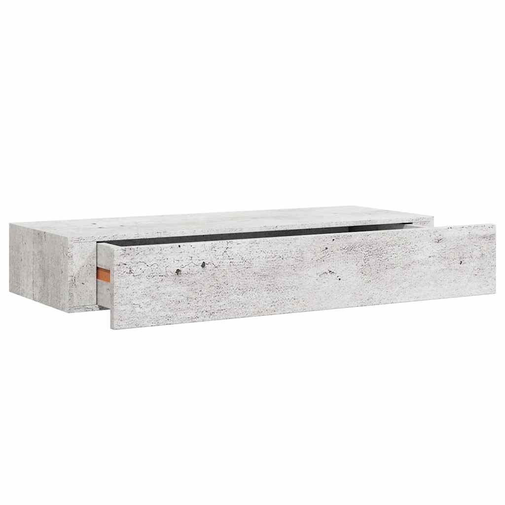 vidaXL Étagère à tiroir murale Gris béton 60x23,5x10 cm MDF - 2