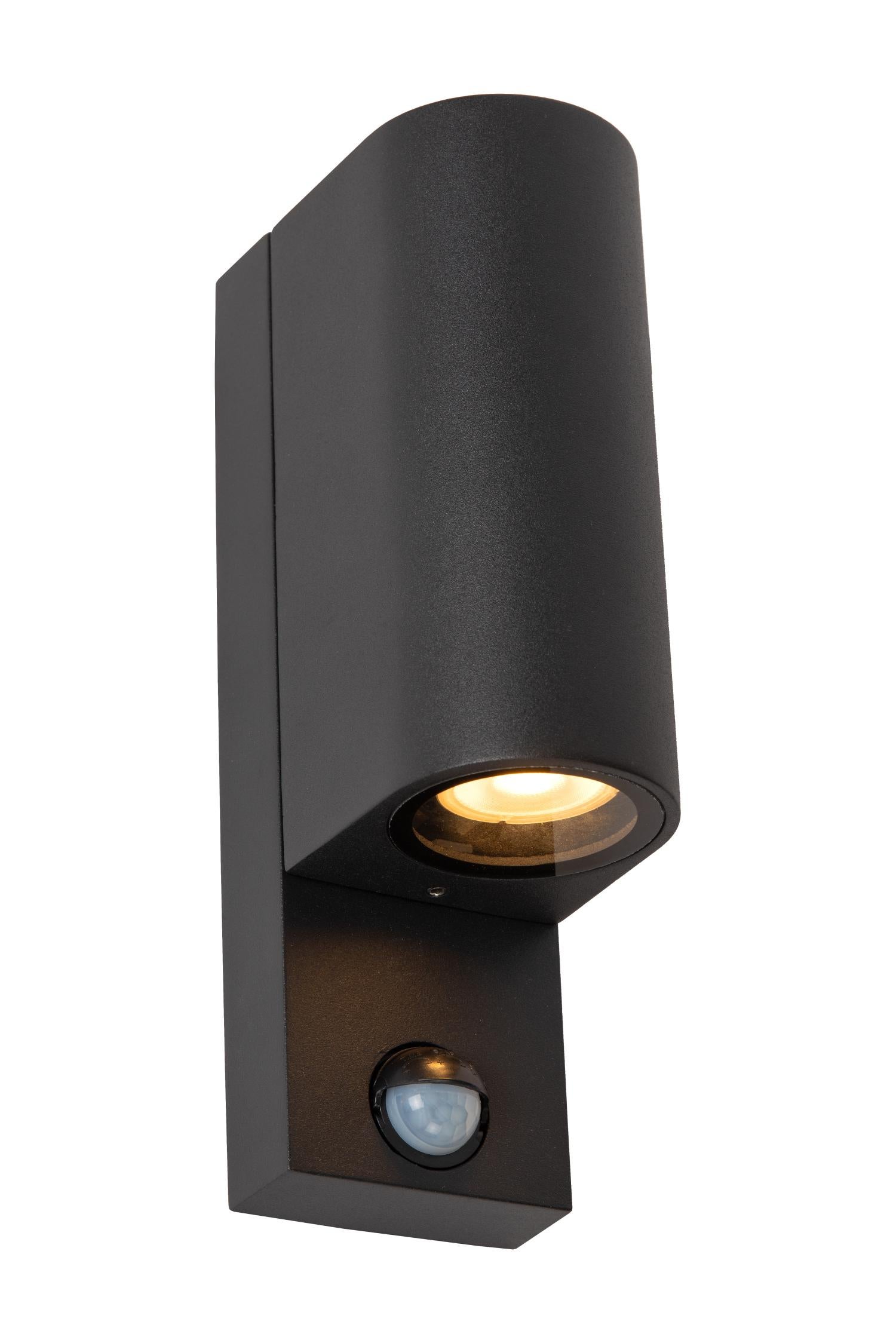 Kinkiet zewnętrzny z czujnikiem ruchu ZARO czarny 2xGU10x7W wym:23x7x10,4cm IP65 Lucide