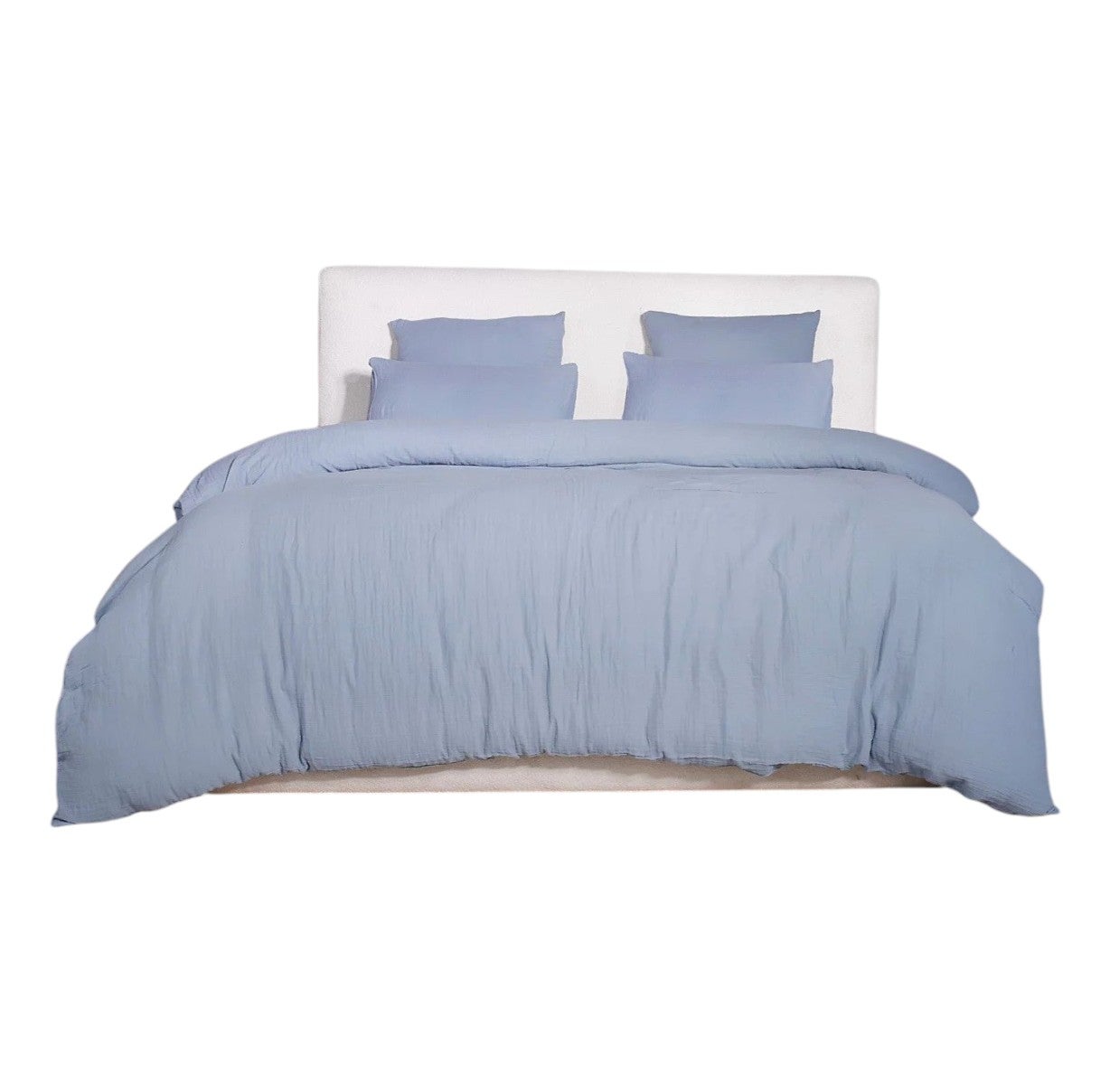 Housse De Couette Double Gaze De Coton Tendresse Bleu Céladon 260x240 Cm - Essix