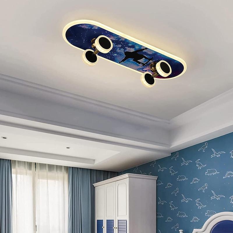 LED ceiling light, children's skateboard model D, dimmable with remote ...