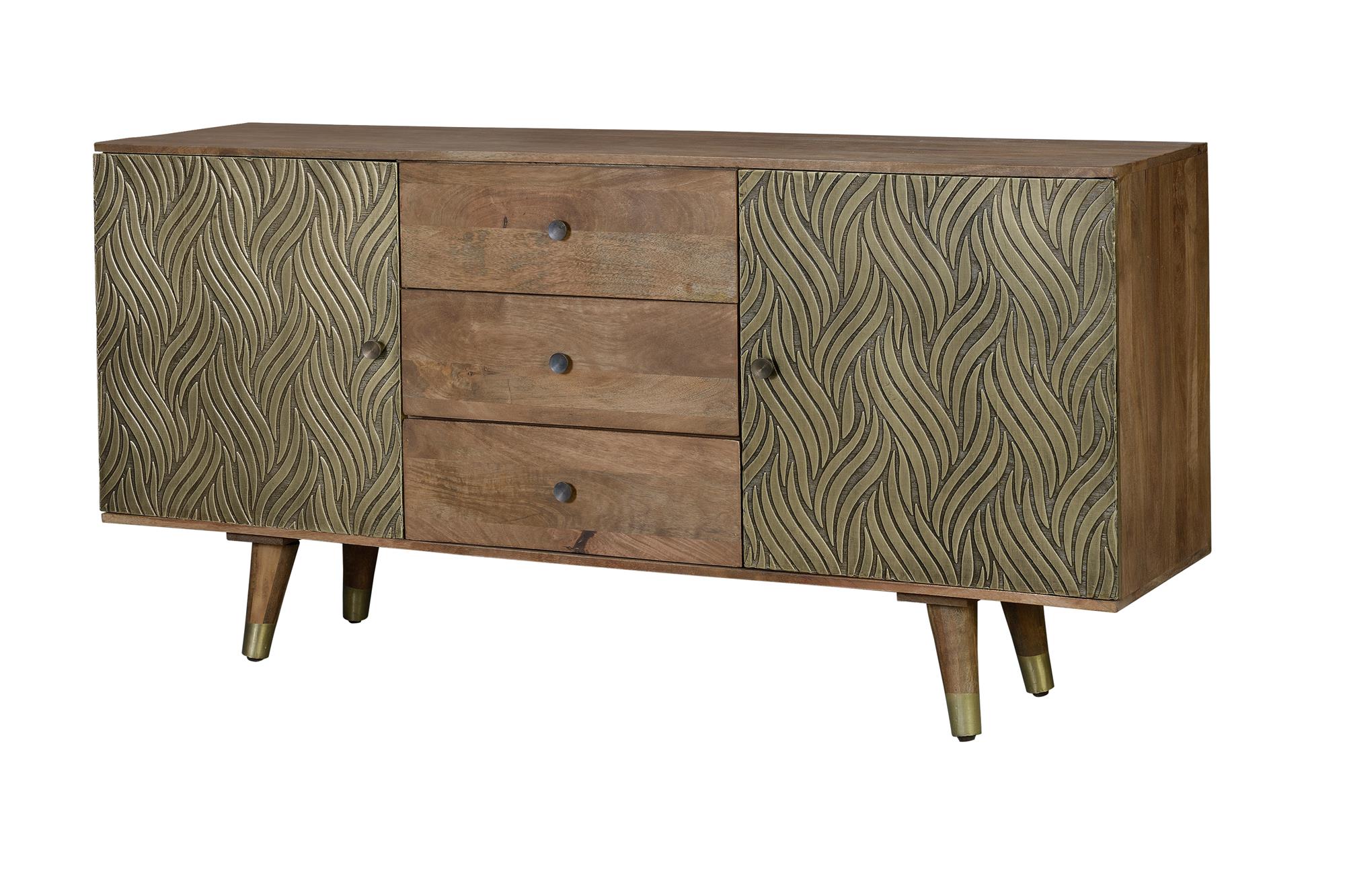 Buffet en bois de manguier et structure d'acier noir