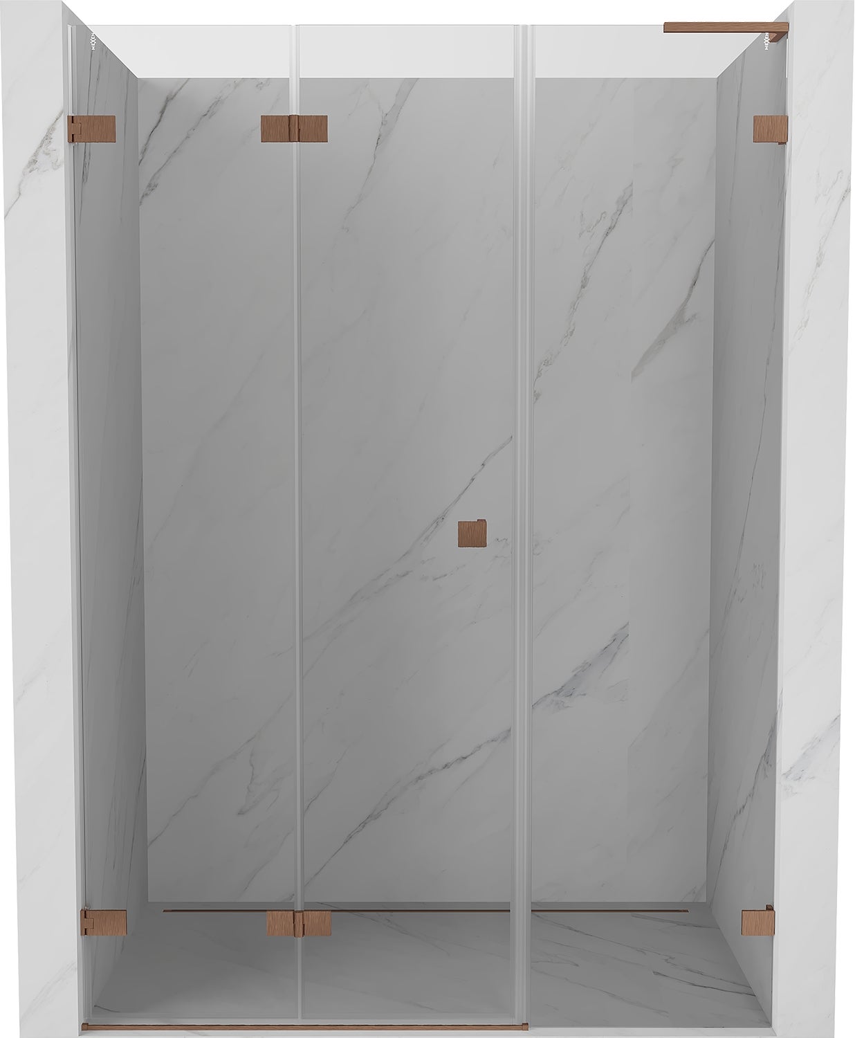 Mexen Lunar-F L drzwi prysznicowe składane lewe 140 cm, transparent, miedź szczotkowana - 836SL-140-050-65-00-L
