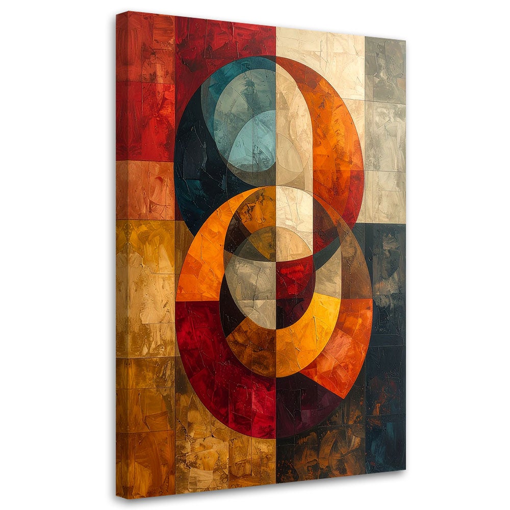 Obraz do salonu sypialni, Abstrakcyjna Sztuka Geometryczna w Odcieniach Ziemi 40x60