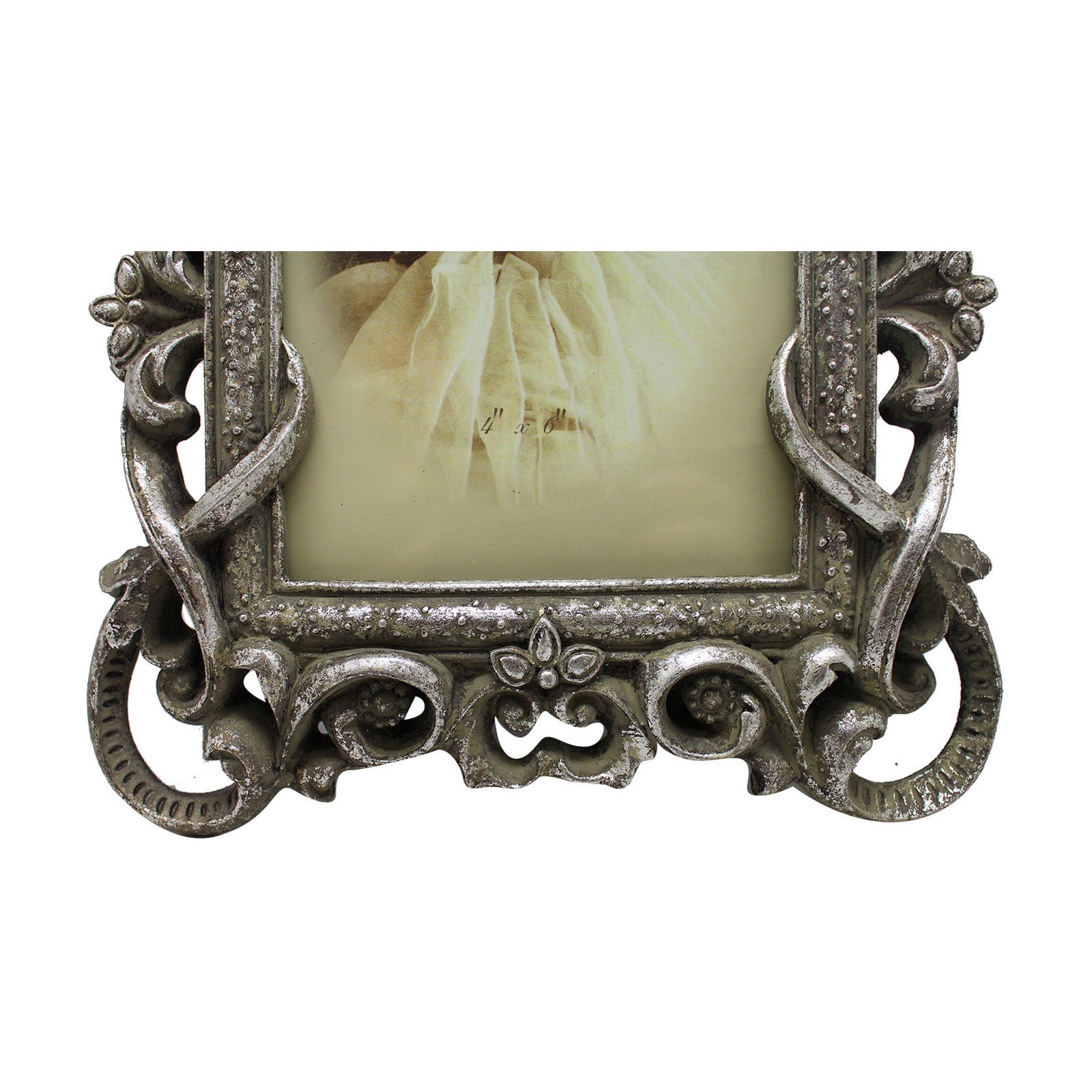 Porte-photo support coeur en résine argent vieilli L18xPR2xH27 cm - 6