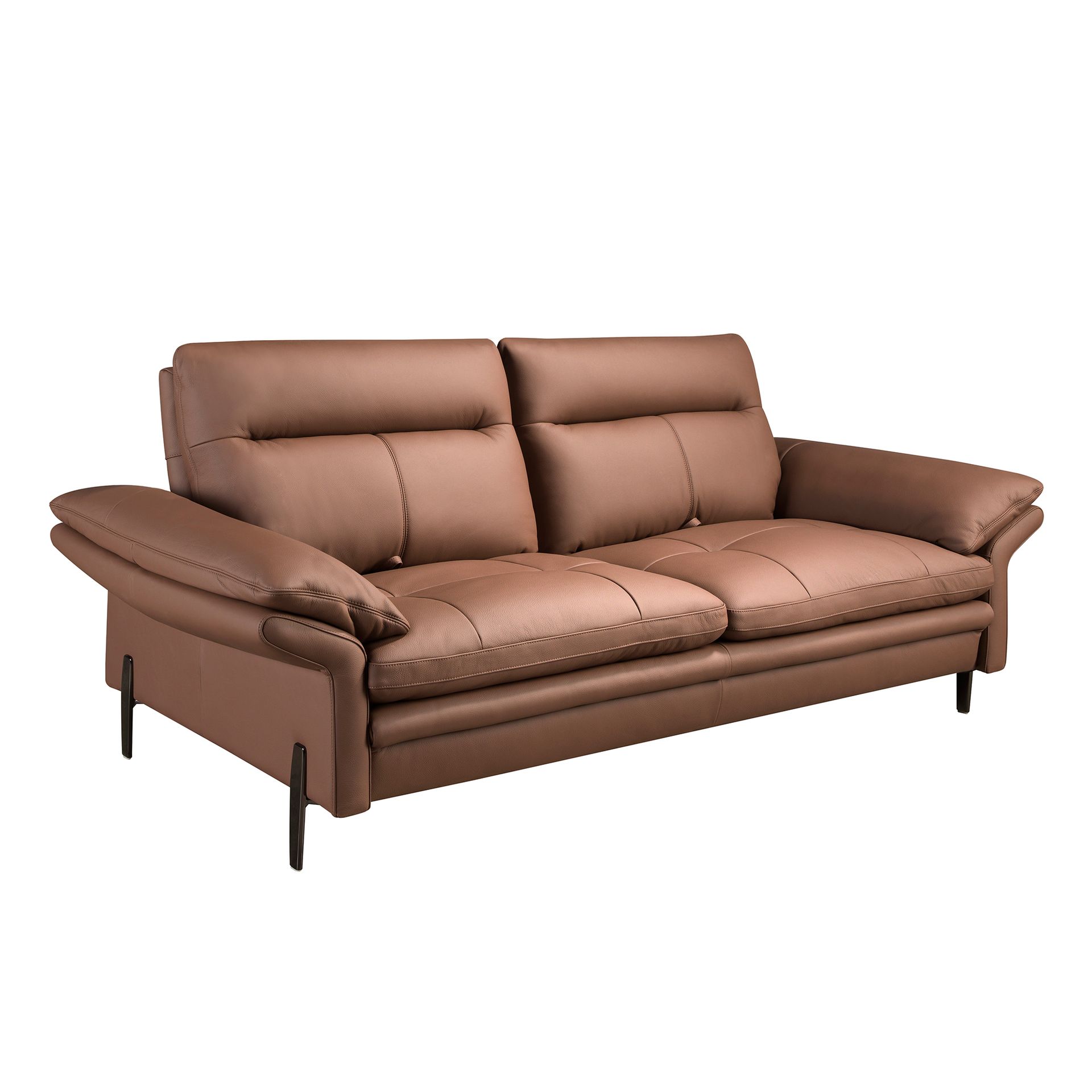 Brązowa, skórzana sofa 3-osobowa 208 x 118 x 94 cm