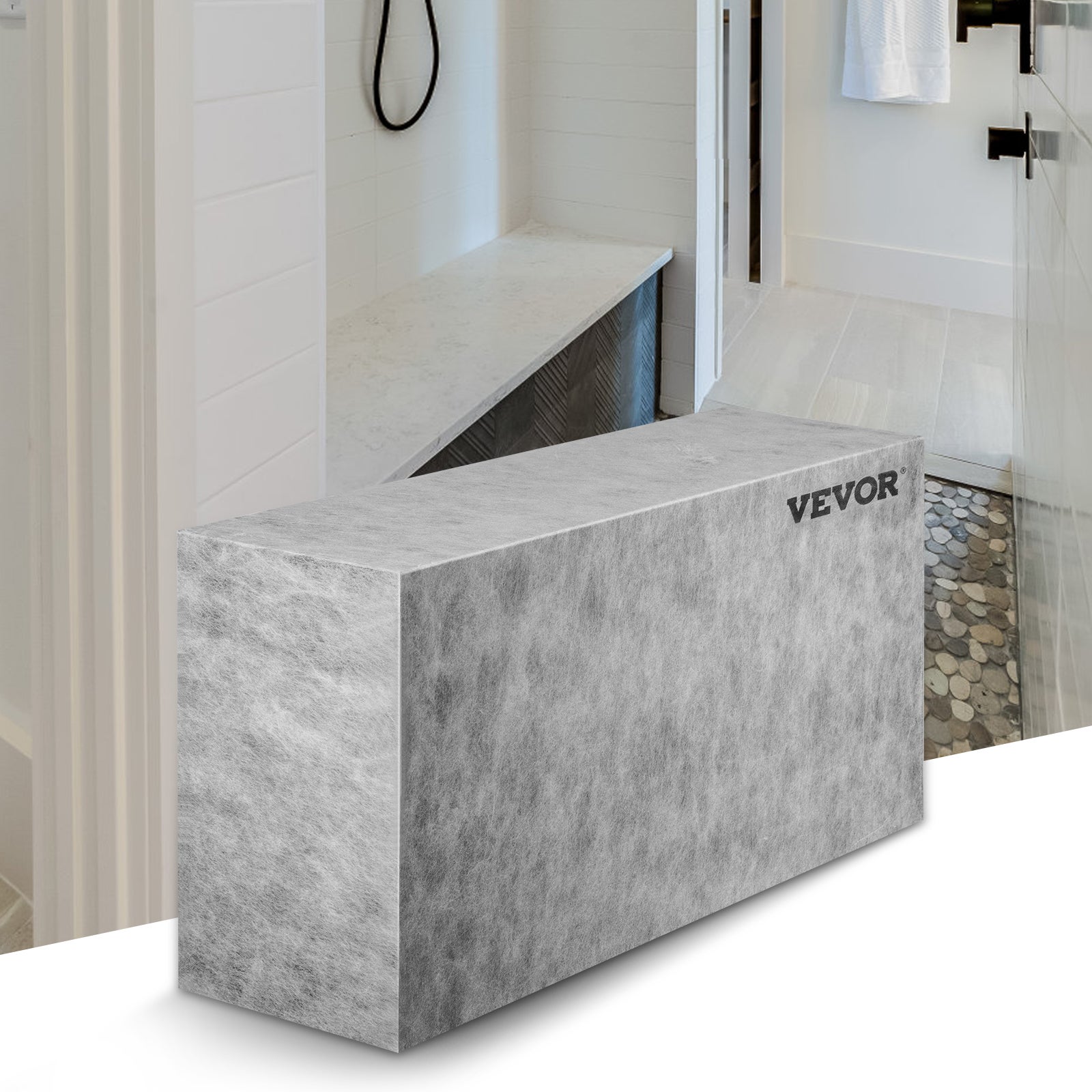 Banc de Douche Pret a Carreler VEVOR 97x29x50 cm Siege deAngle Etanche Composite EPS Repose-Pied Prefabrique Douche Italienne en Rectangle Charge 200 - 8
