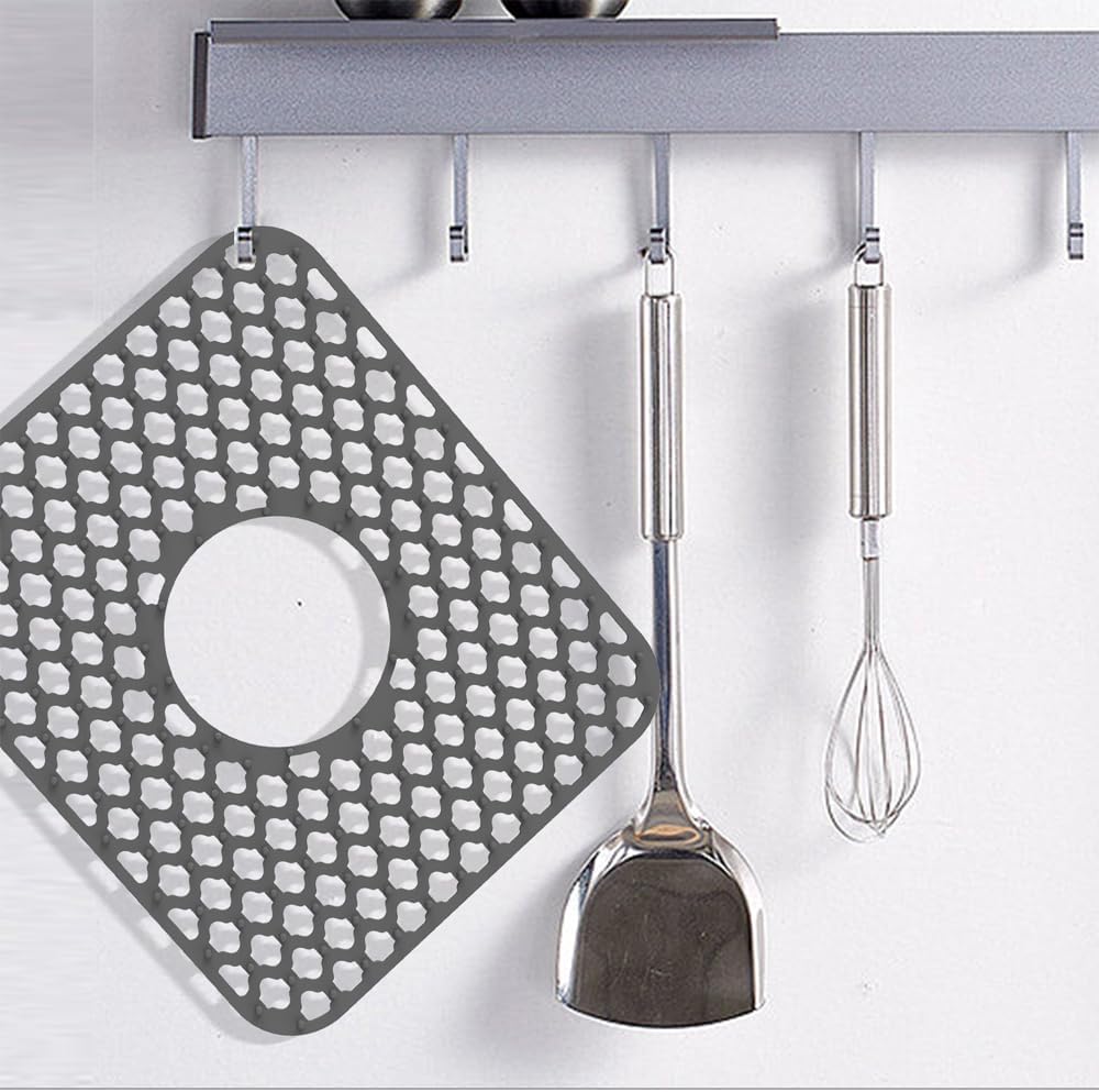Tapis D'Évier De Cuisine En Silicone Anti-Rayures Antidérapant - Protection Robinet Noir
