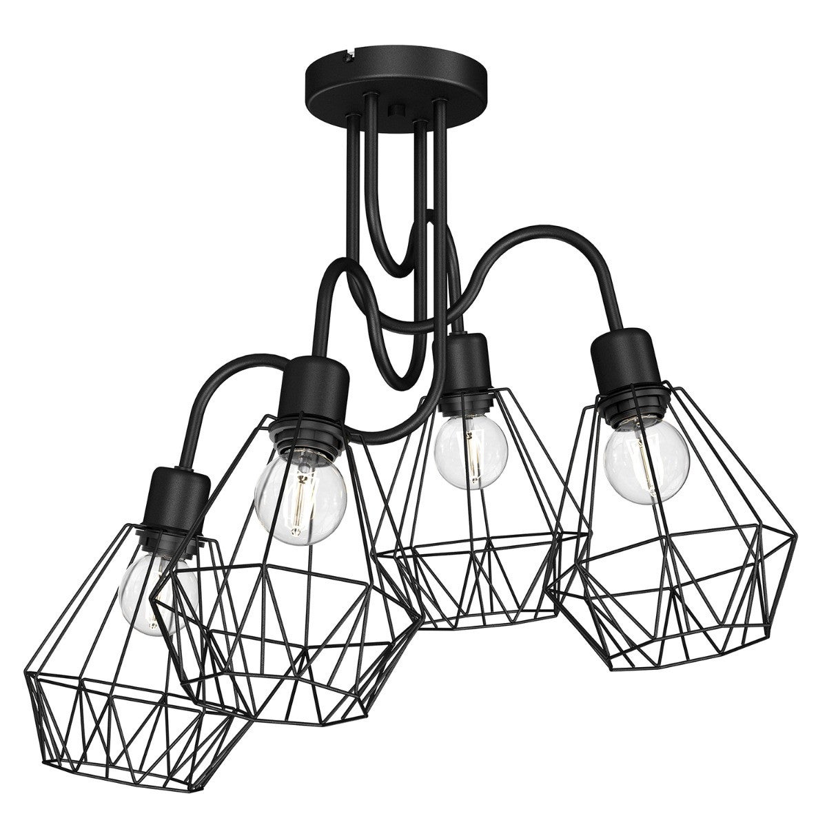 Lampa wisząca Bergen czarny matowy 4xE27x15W wym: 50 x 60 x 60 cm metal Luminex