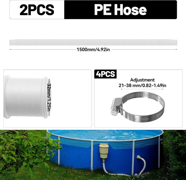2pcs piscine tuyaux 32mm tuyau de rechange pour piscines hors sol piscine filtre pompe de 2pcs piscine tuyaux 32mm tuyau de rechange pour piscines hors sol piscine filtre pompe de