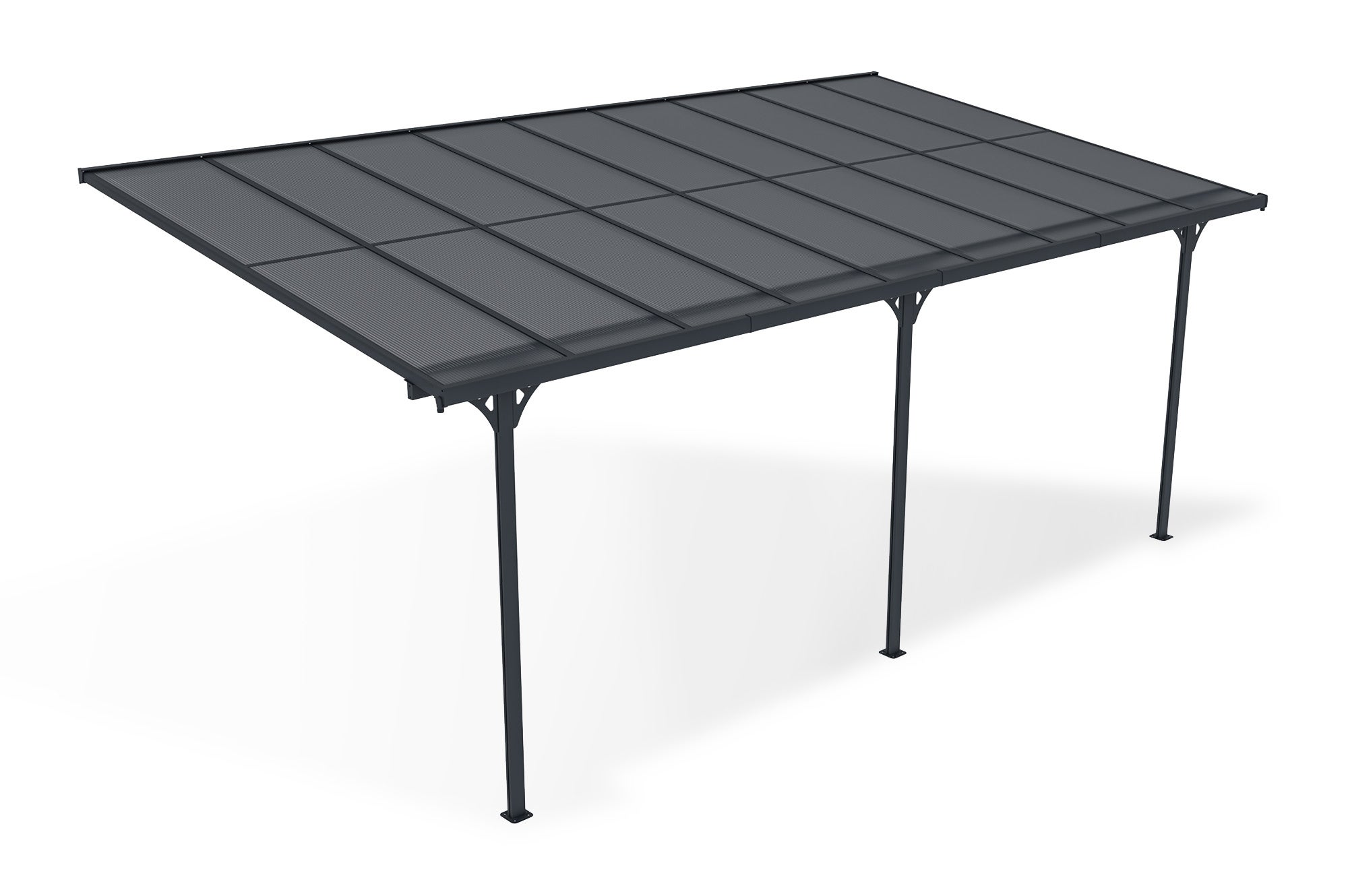 Pergola/Cochera adosada KLEO 5.5m x 3m aluminio Gris - 5