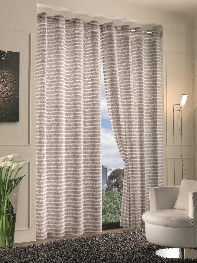 Lush Decor Coppia Tende In Cotone Tinto In Filo A Righe Vintage - 213x101 Cm, Grigio, Stile Country