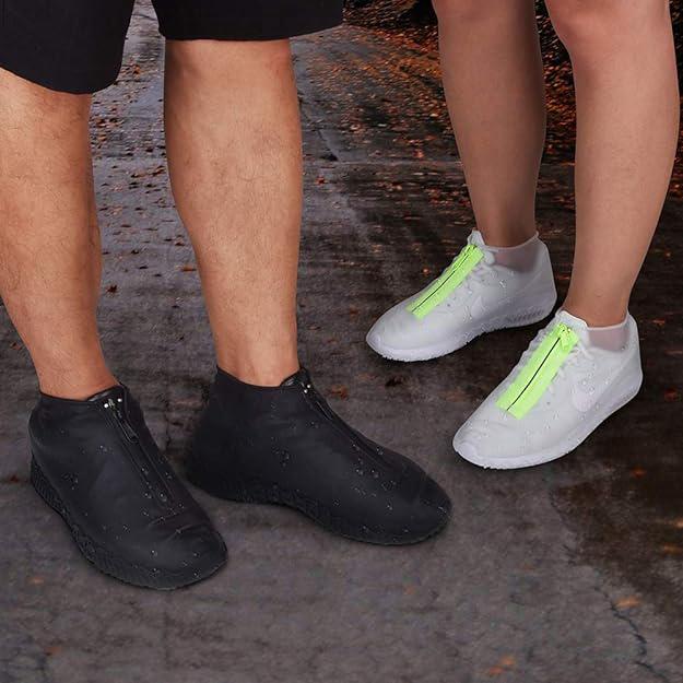 Couvre-chaussures imperméable à fermeture éclair (L, transparent), sans chaussures, couvre-chaussures de pluie en silicone imperméable et antidérapant - 5