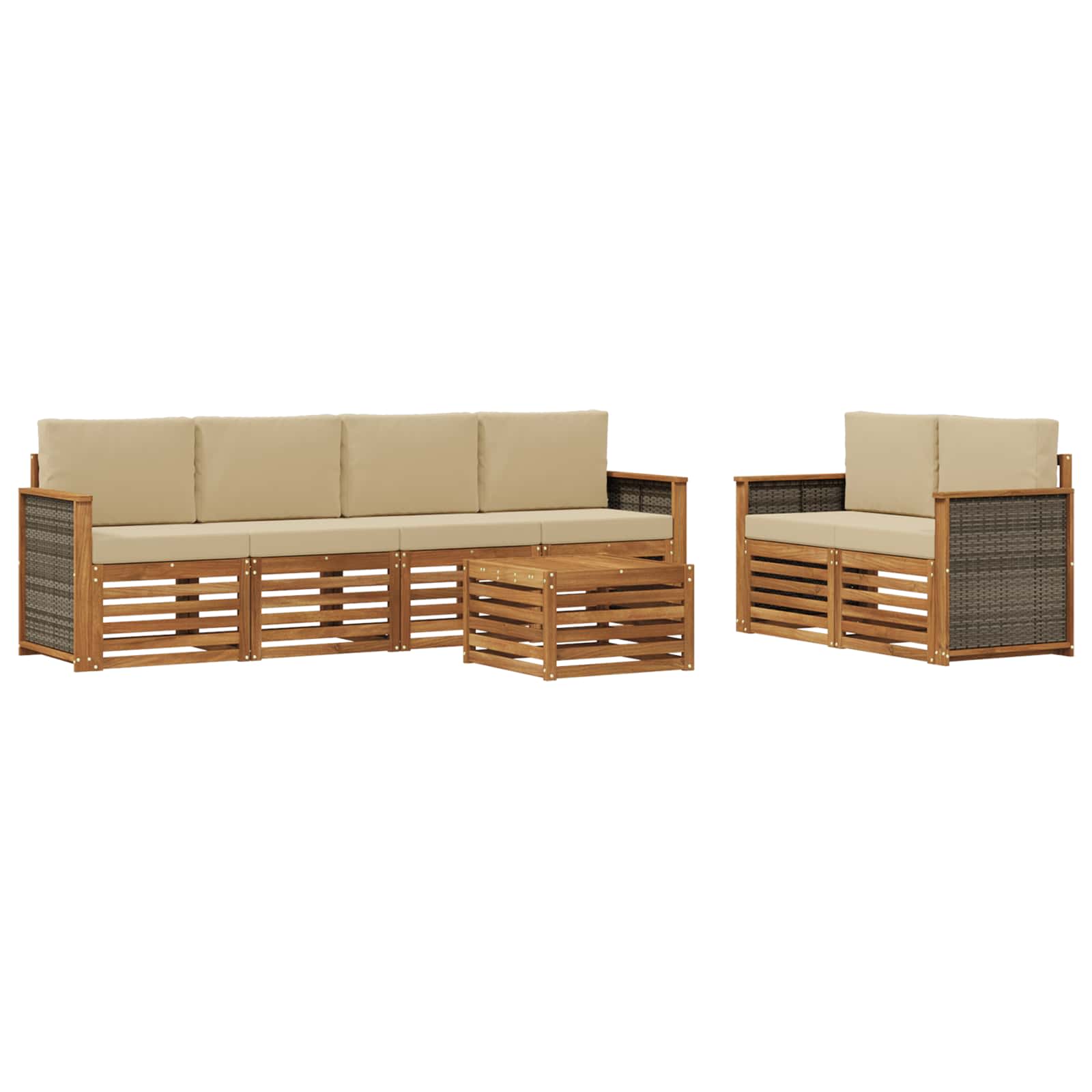 Ensemble de canapés d'extérieur 7 pc naturel et beige - 2