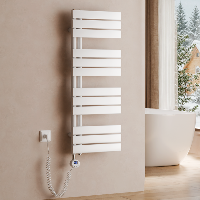 S'AFIELINA Toallero eléctrico WiFi con termostato inteligente, Control remoto mediante aplicación, blanco, 104,1 × 40 cm, 400 W