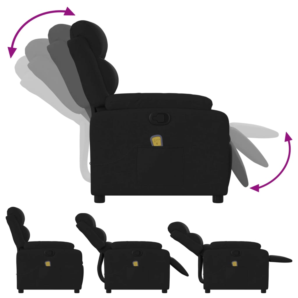 Fauteuil de Salon，Chaise，Fauteuil inclinable de massage noir tissu - 5