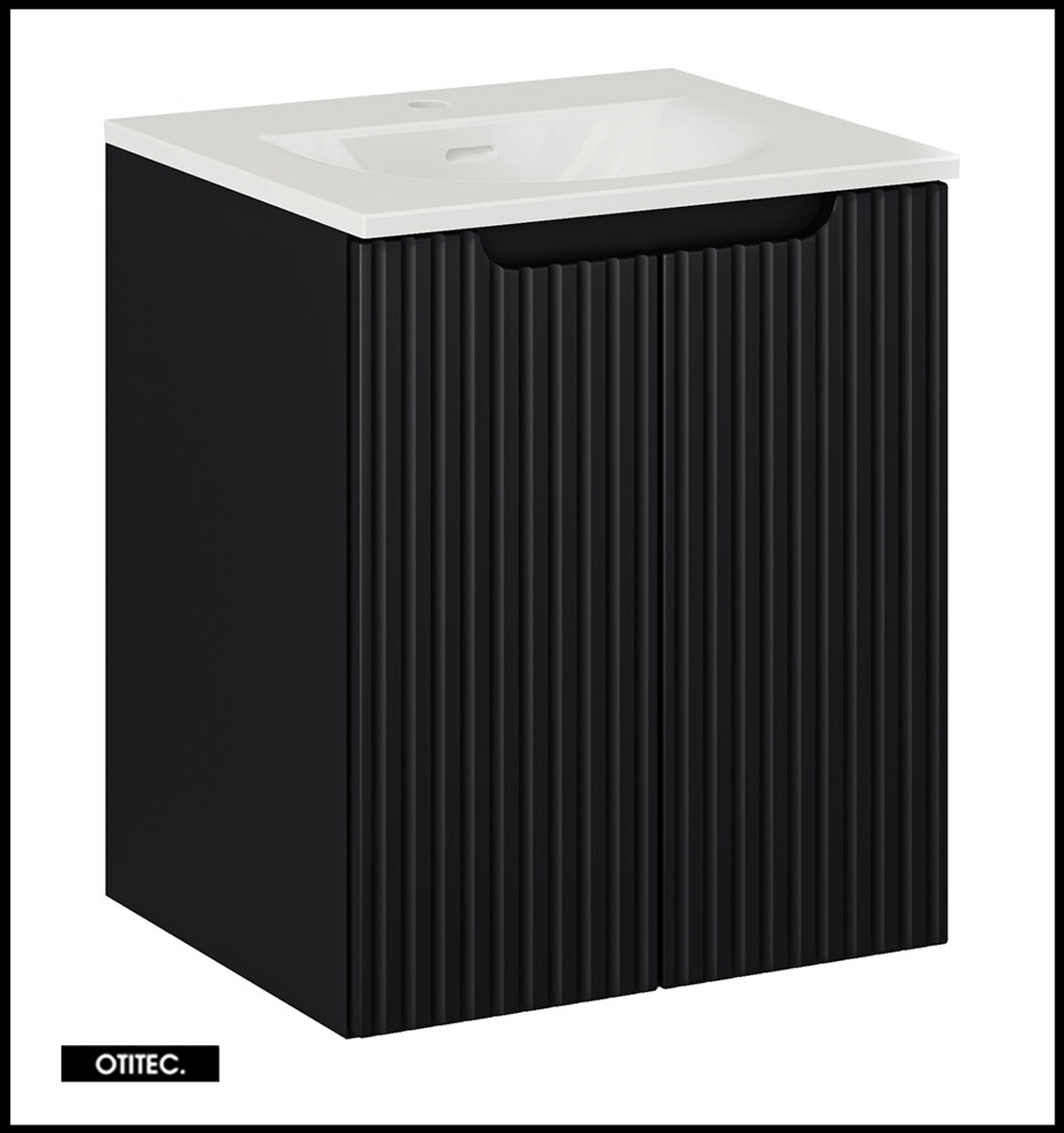 Mueble bajo lavabo de 50 cm - con lavabo empotrable - negro - 2 puertas - volta black