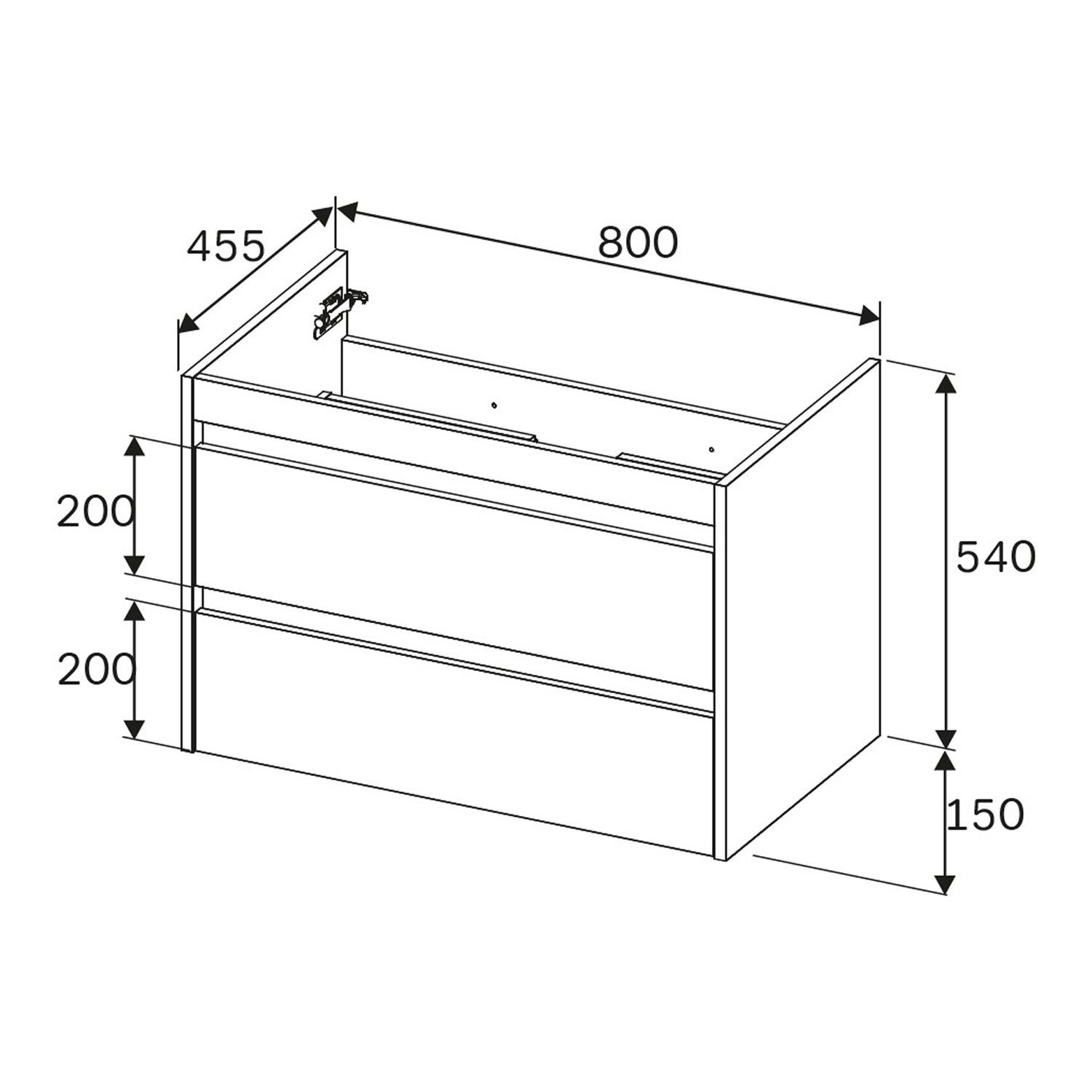 Meuble salle de bains suspendu 80 cm effet bois clair avec lavabo intégré, 2 tiroirs, design, Blanc Brillant – AM.PM - 10