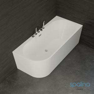 Baignoire semi-îlot murale CAPRI DROITE L. 170 x l. 76 cm+Robinetterie Chromée, by SPALINA